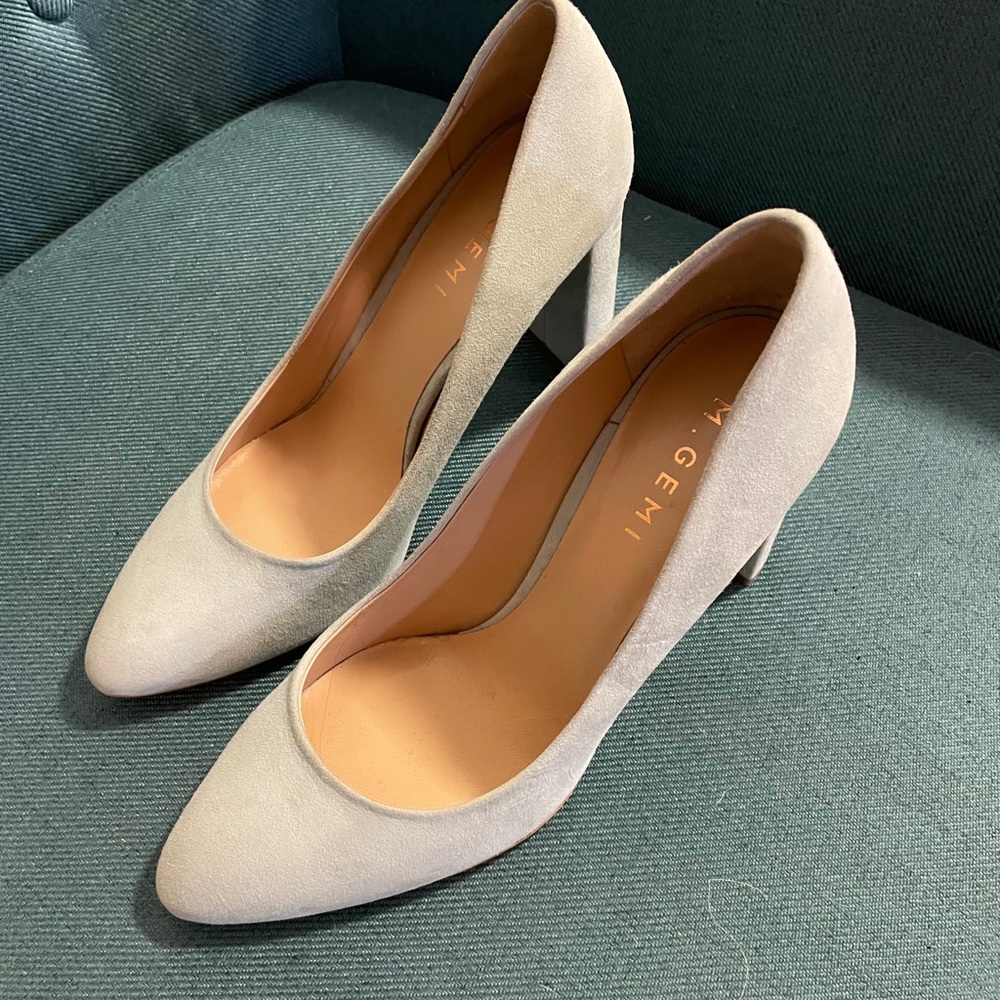 Genuine suede blue heels